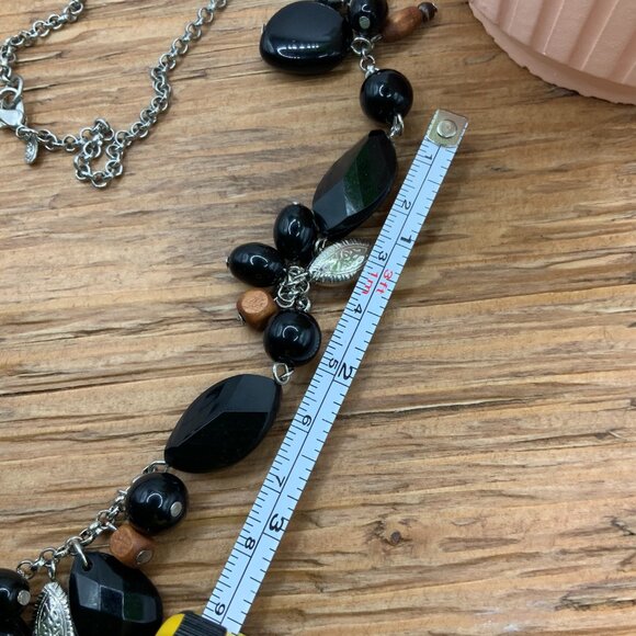 Premier Designs Vintage Mixed Elements Beaded Silver Tone Chain Necklace - Picture 2 of 5